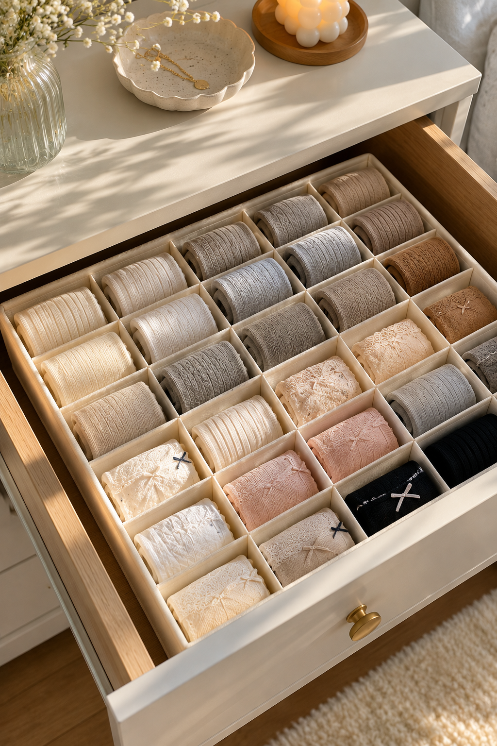 Dresser Drawer Organizer for Socks, Underwear & Accessories