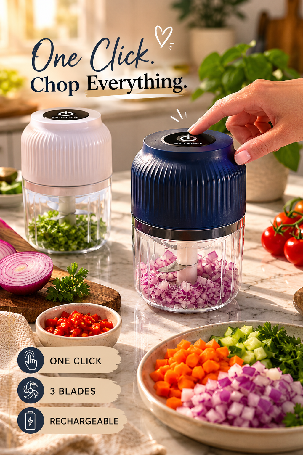Mini Wireless USB Rechargeable Electric Vegetable Chopper