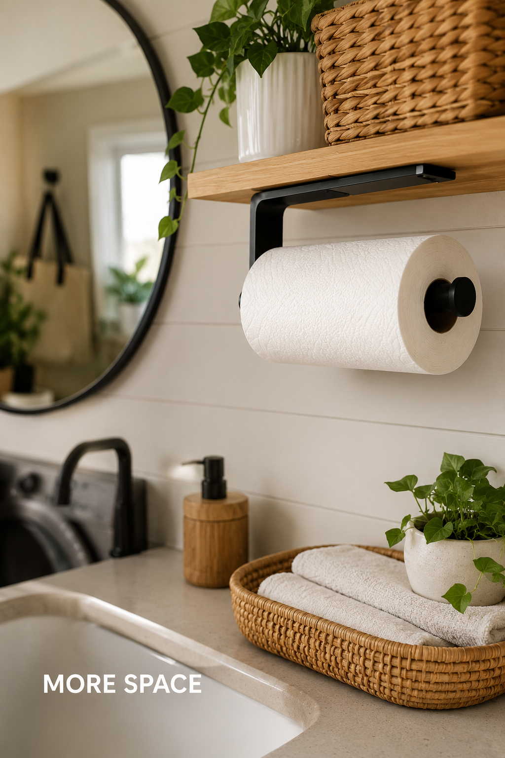 Under Cabinet Paper Towel Holder & Kitchen Organizer