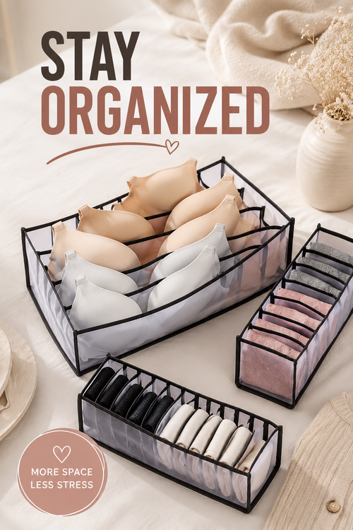 Drawer Organizer Set for Socks, Underwear & Clothing