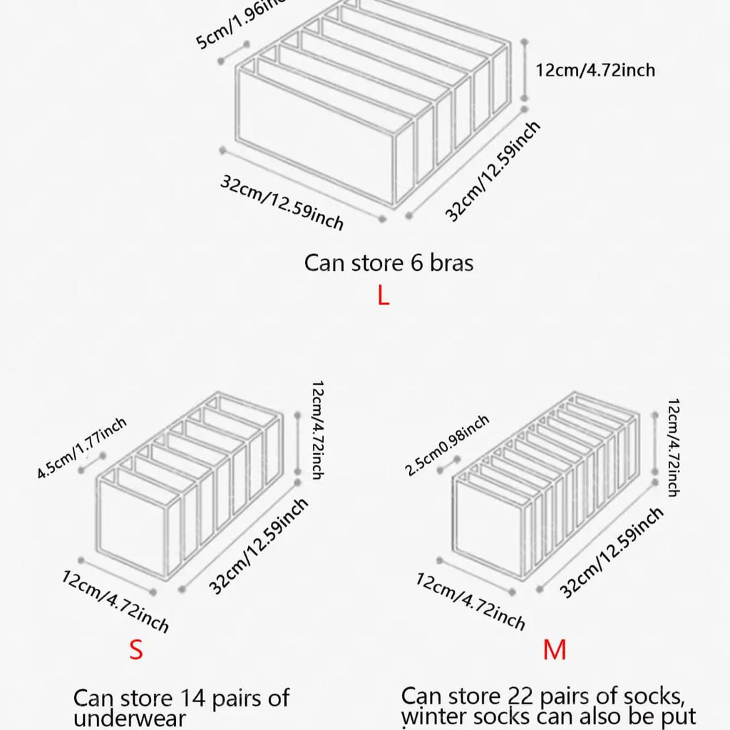 Drawer Organizer Set for Socks, Underwear & Clothing