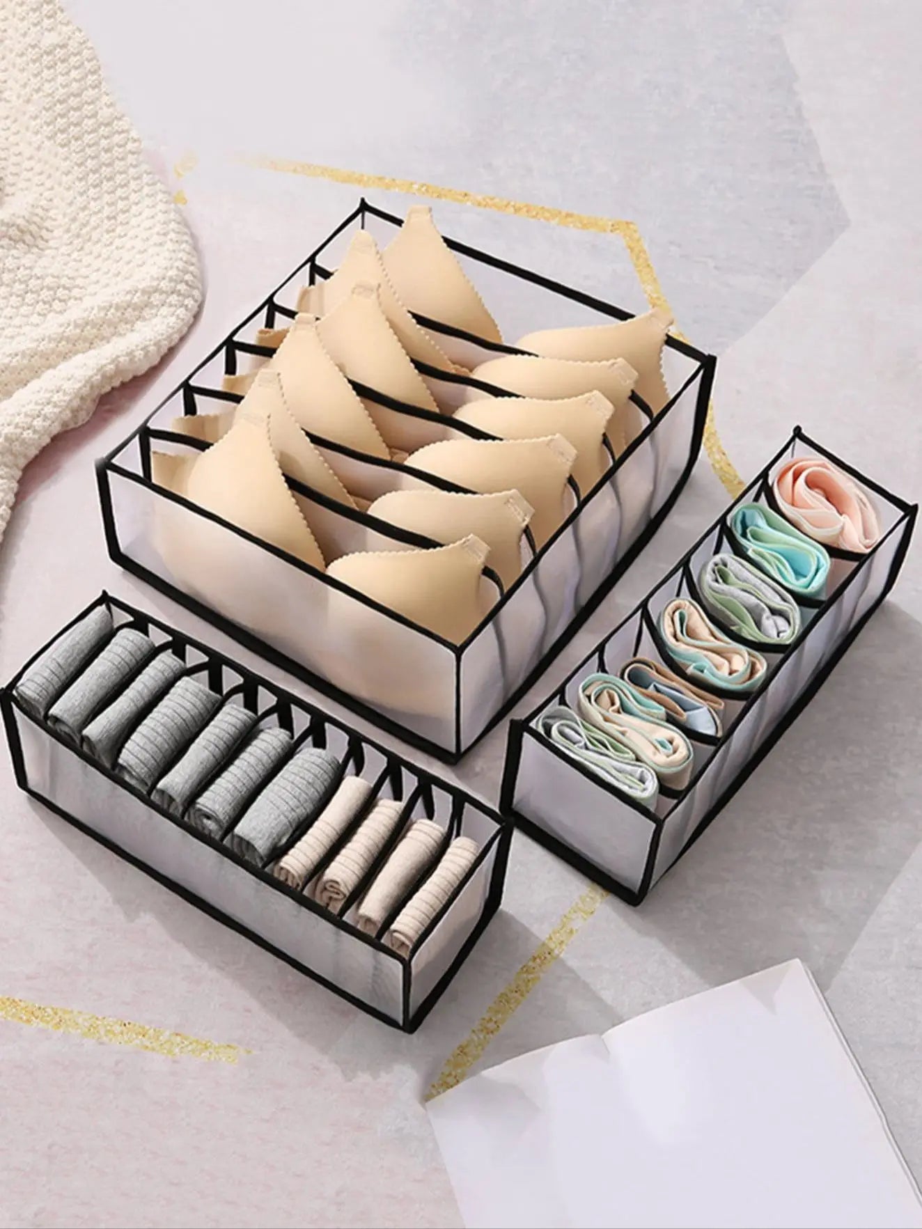 Drawer Organizer Set for Socks, Underwear & Clothing
