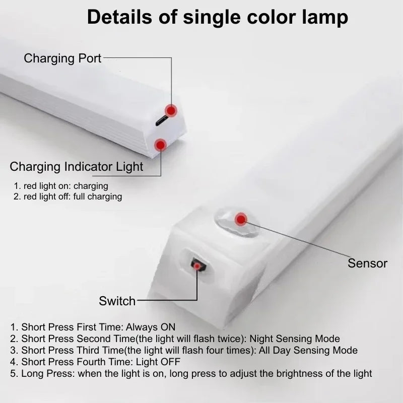 Smart Motion Sensor LED Light Bar- USB Rechargeable