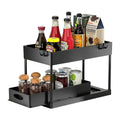 2-Tier Under Sink Organizer – Sliding Storage Rack with Hooks & Hanging Cup